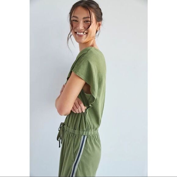 NEW Daily Practice by Anthropologie Olive Green Jogger Track Jumpsuit X-Small - Picture 3 of 3